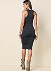 Back View Sleeveless Ruched Bodycon Midi Dress