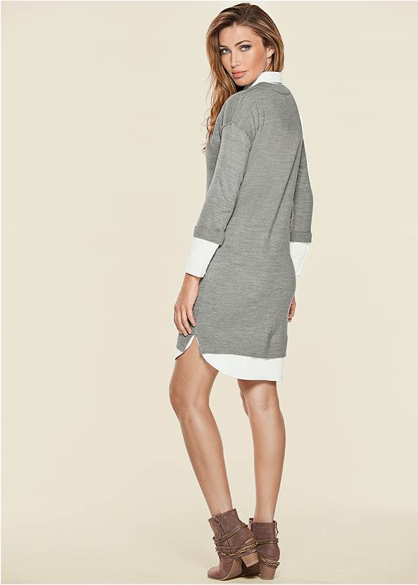 Back View Collar Sweater Twofer Dress