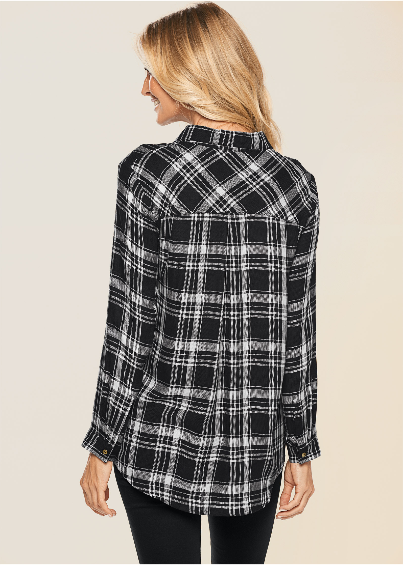 plaid lace up top