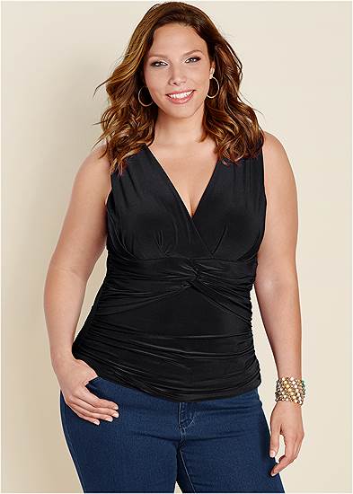 Plus Size Knot Front Sleeveless Top
