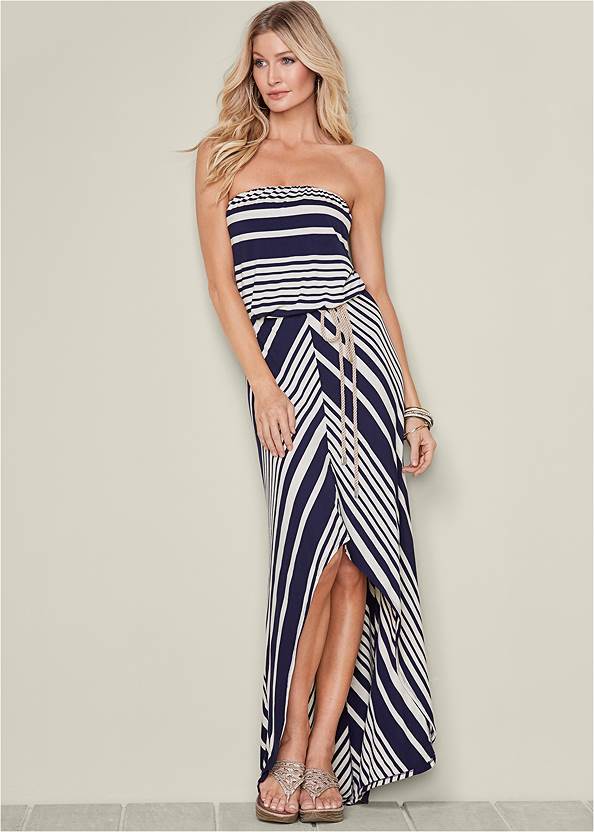 Strapless Stripe Maxi Dress