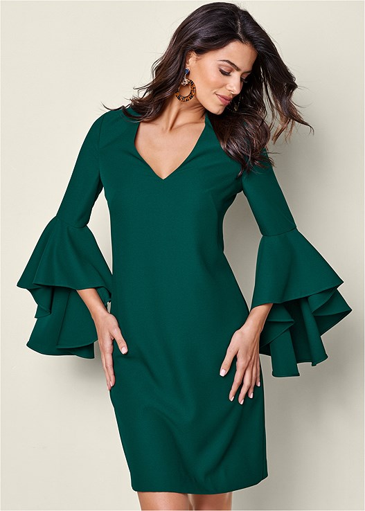 Sleeve Detail Dress  in Green VENUS 