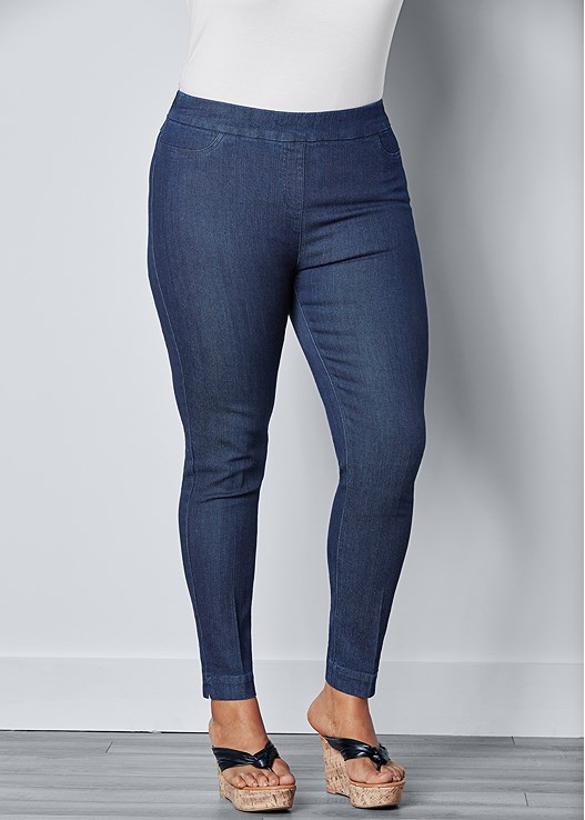 Plus Size Slimming Stretch Jeggings In Dark Wash Venus