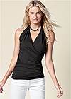 Front View Surplice Halter Top