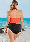 Back View Wrap Front Halter One-Piece