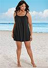 Front view Gathered Neckline Cover-Up Dress