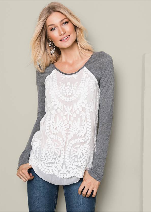 Front View Embroidered Layered Top