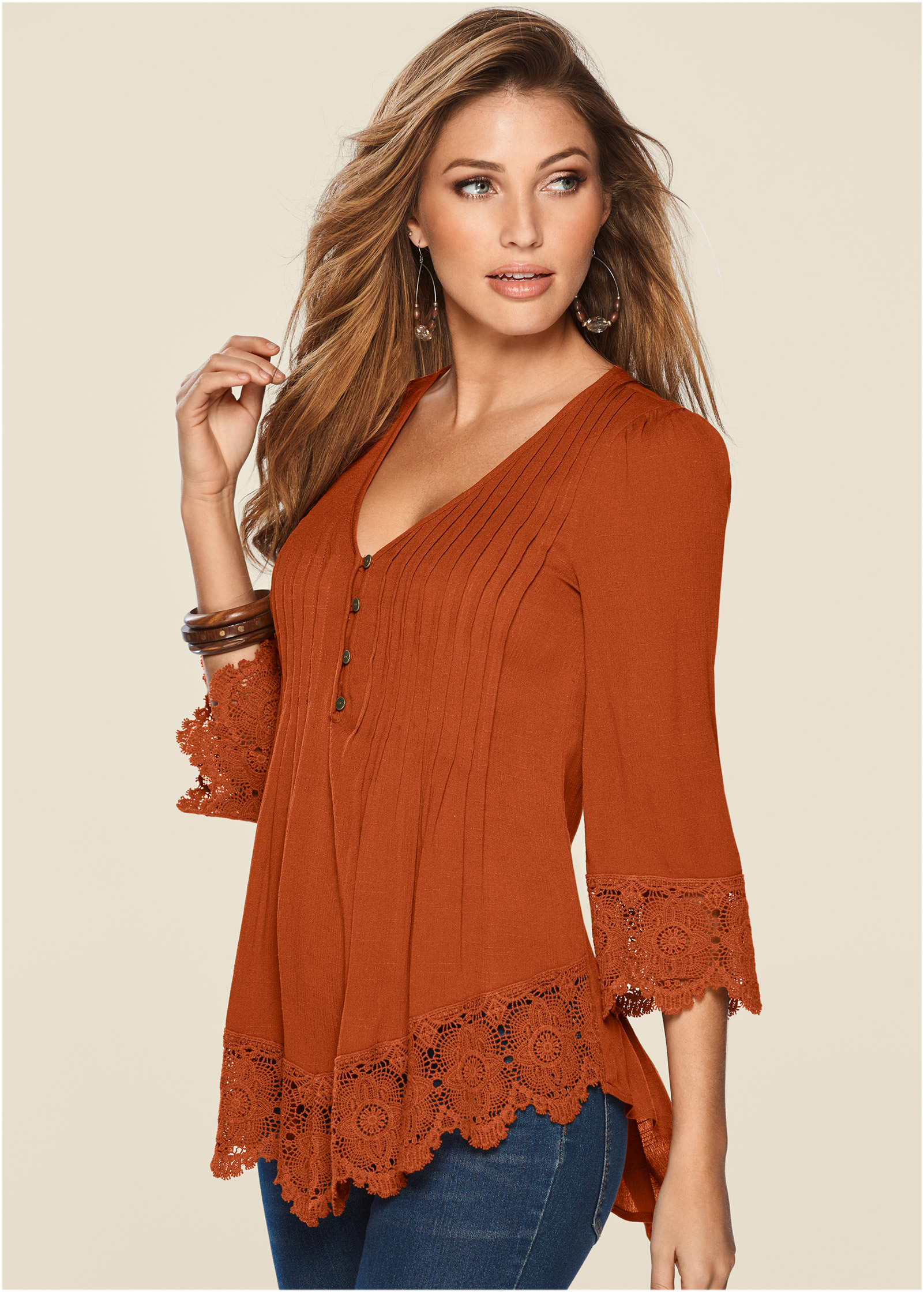 Venus lace 2025 bell sleeve top