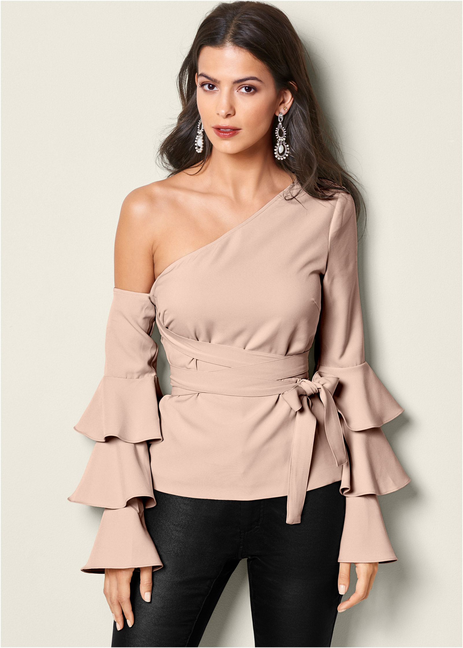 ruffle sleeve off the shoulder top