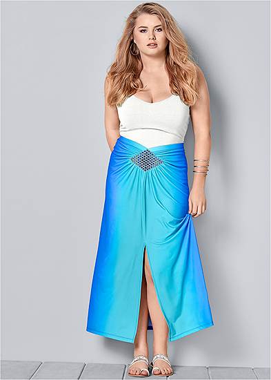 Plus Size Ombre Embellished Skirt