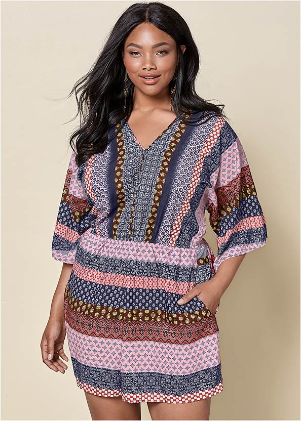 Front view Mixed Print Romper