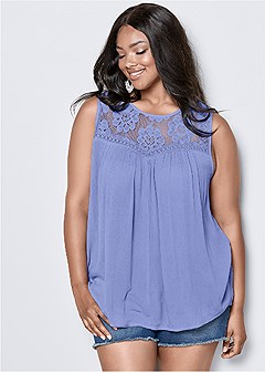 Discount Plus Size Tank Tops Women s Plus  Size  Tops  Cold Shoulder Lace Tank  Tops  