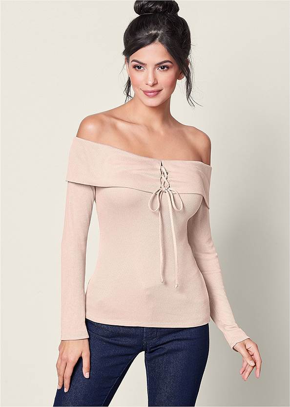Fold Over Lace Up Top