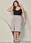 Front view Belted High-Low Maxi Skirt