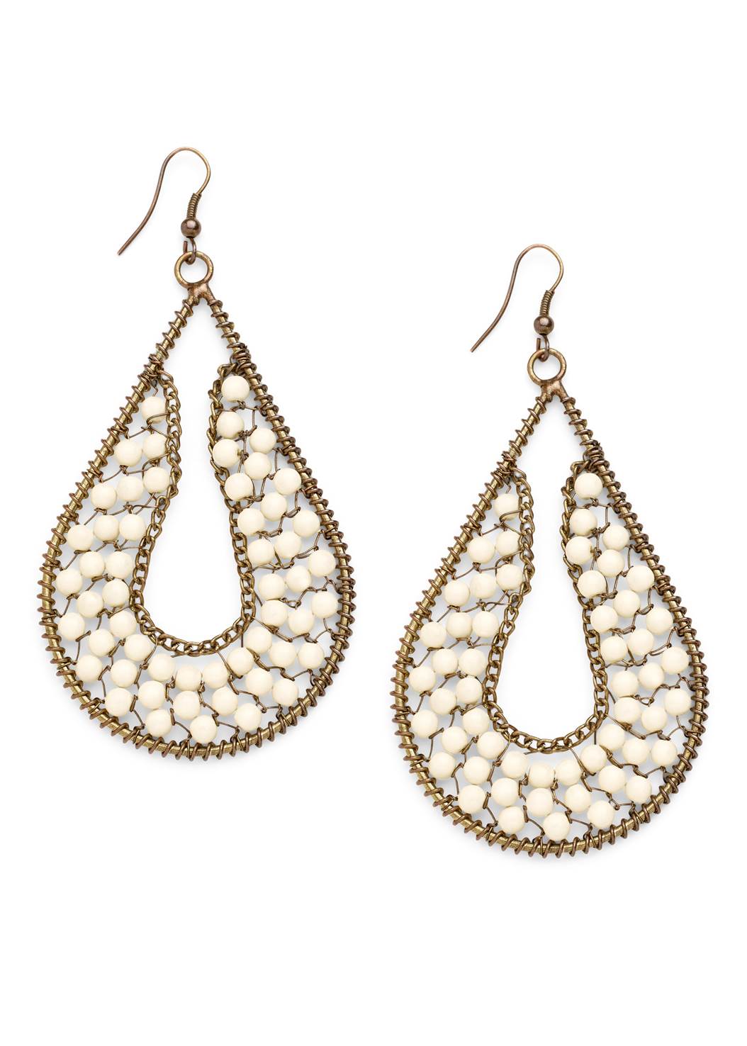 Beaded Drop Earrings in Gold | VENUS