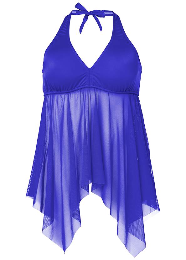 Mesh Sharkbite Tankini Top in Cobalt Blue | VENUS