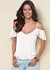 Alternate View Ruffle Cold-Shoulder Top