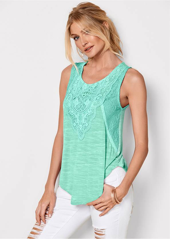 Front view Lace Detail Scoop Neck Top