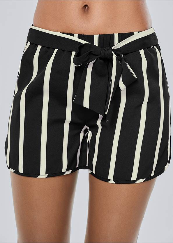 Front view Belted Stripe Shorts