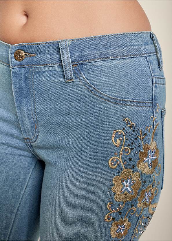 Embroidered Bootcut Jeans In Denim Blue Venus 6013