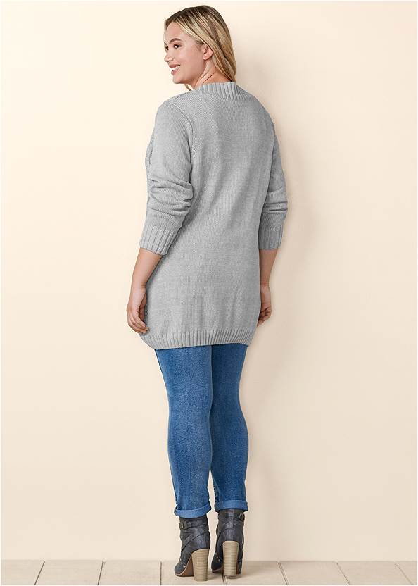 Back View Button-Front Knit Cardigan
