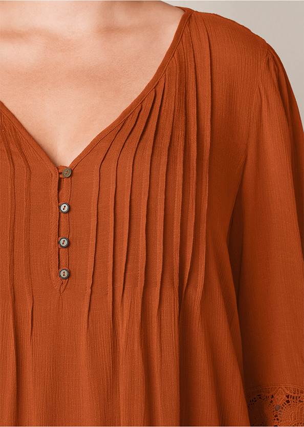 Alternate View Lace Detail Button-Up Top