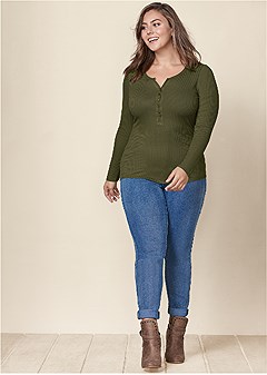 venus ribbed henley top