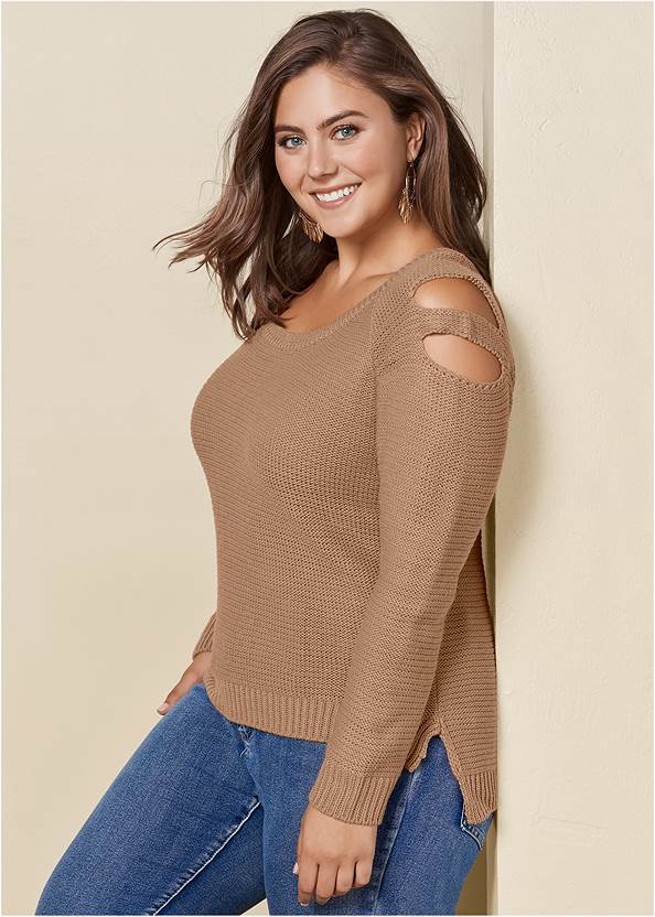 Cutout Sleeve Sweater,Heidi Skinny Jeans