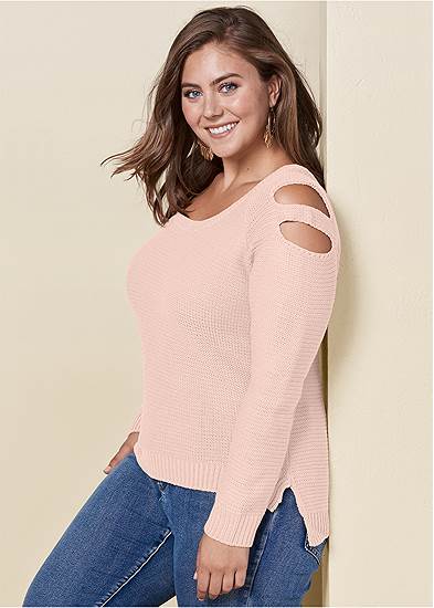 Plus Size Cutout Sleeve Sweater