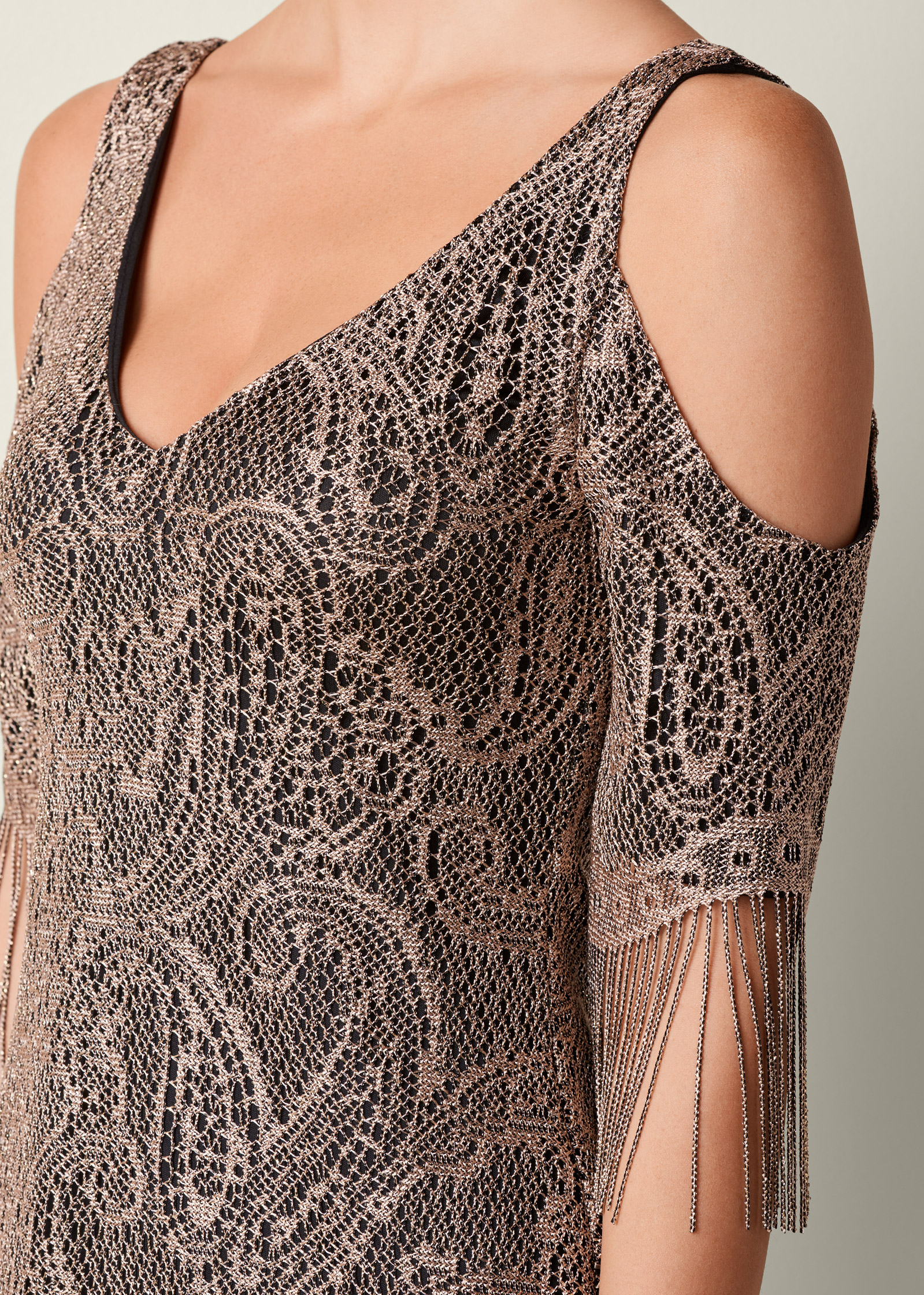 fringe detail lace dress