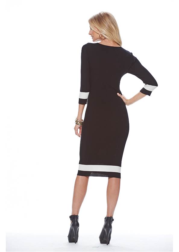 Back view Color Block Sweater Dress