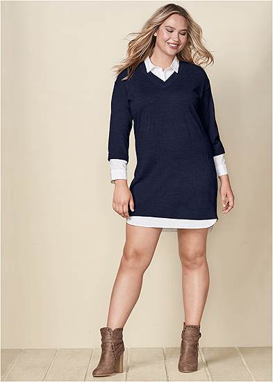 Plus Size Layered Sweater Dress