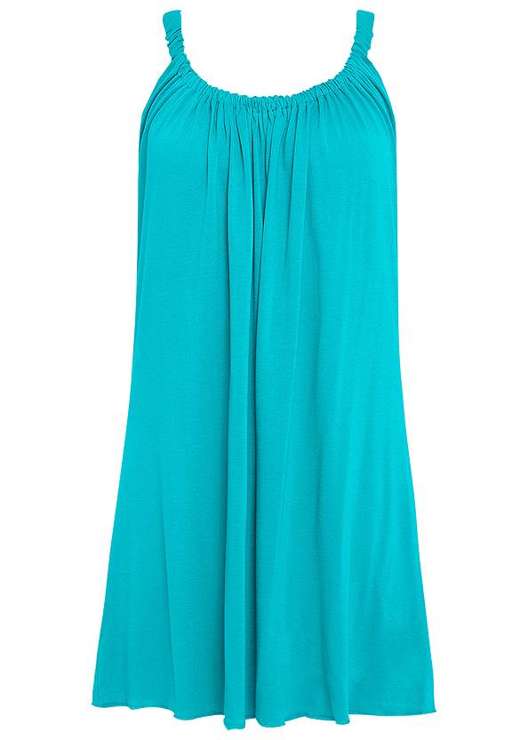 Gathered Neckline Cover-Up Dress in Aqua Reef | VENUS