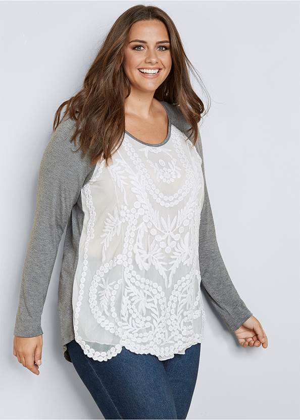 Front View Embroidered Layered Top