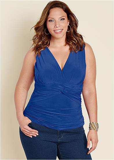 Plus Size Knot Front Sleeveless Top