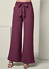 Front View Belted Wide Leg Pants