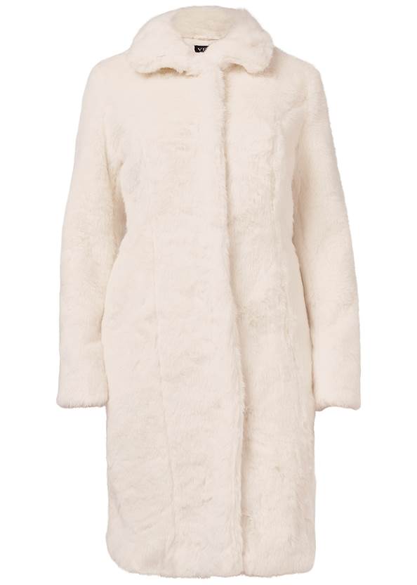 Faux Fur Coat in White | VENUS