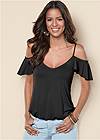 Alternate View Ruffle Cold-Shoulder Top