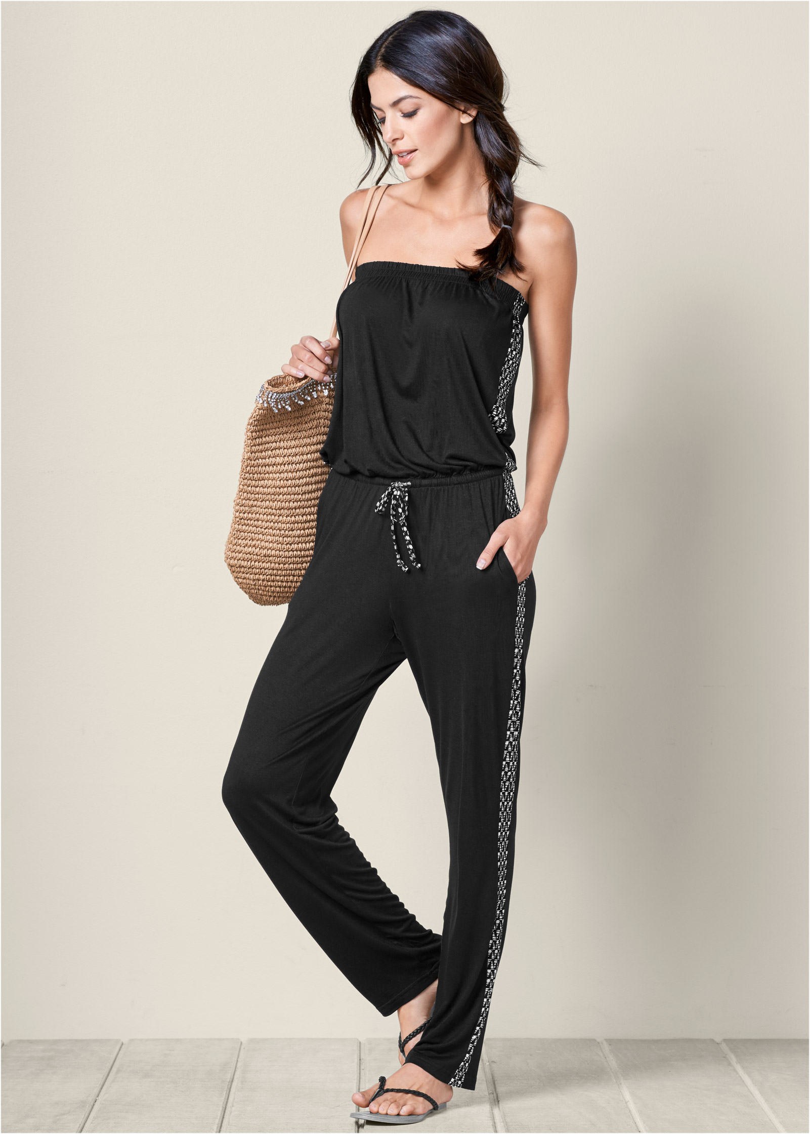 strapless casual jumpsuit