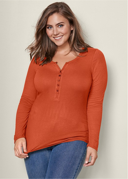 venus ribbed henley top