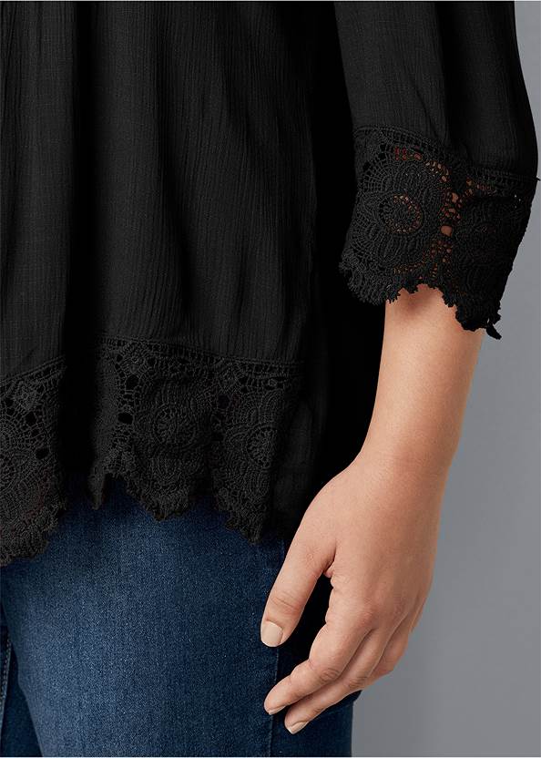 Alternate View Lace Detail Button-Up Top