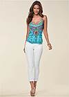 FRONT VIEW Embellished Print Tank Top