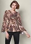 Front view Leopard Bell Sleeve Top