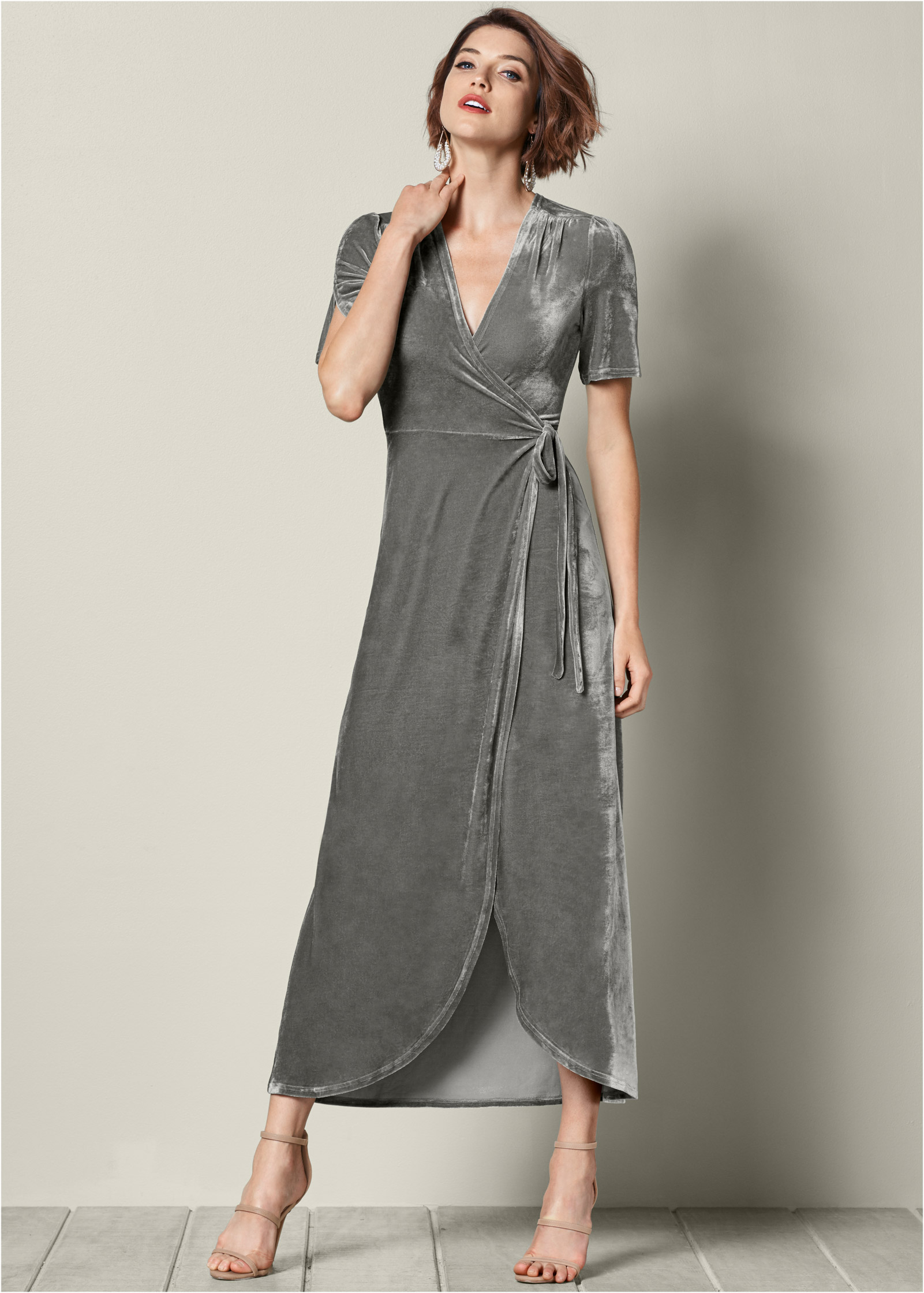 Velvet Wrap Dress Outlet Store, UP TO ...