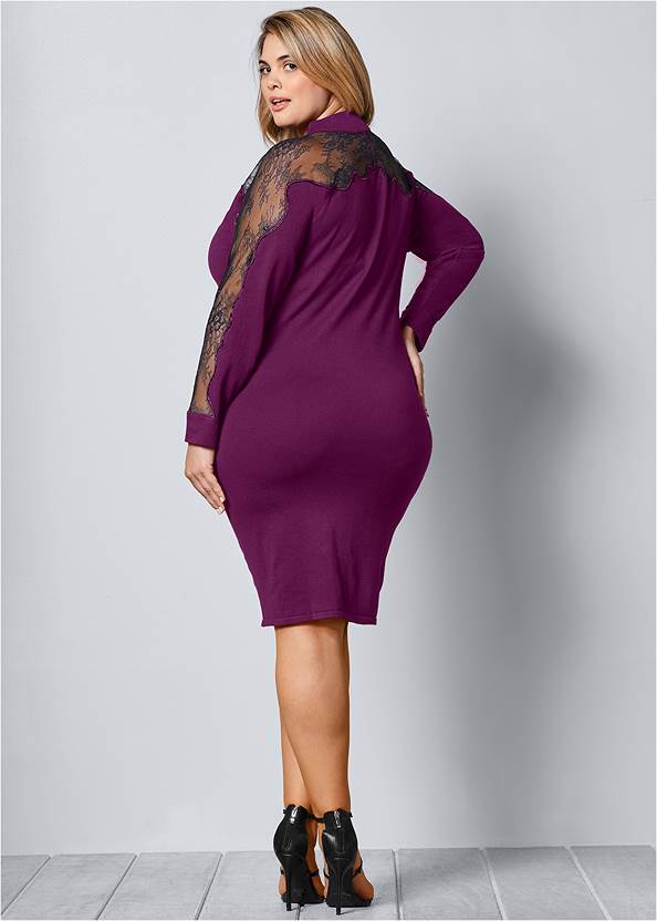 Back View Lace Detail Sweater Dress