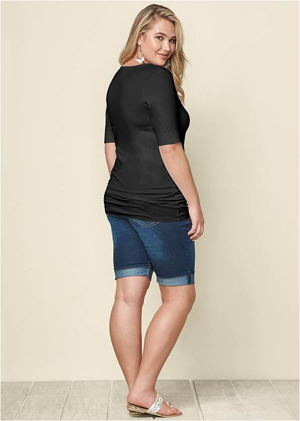 BACK View Long And Lean V-Neck Tee