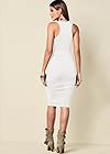 Full back view Sleeveless Ruched Bodycon Midi Dress