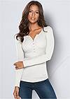 venus ribbed henley top