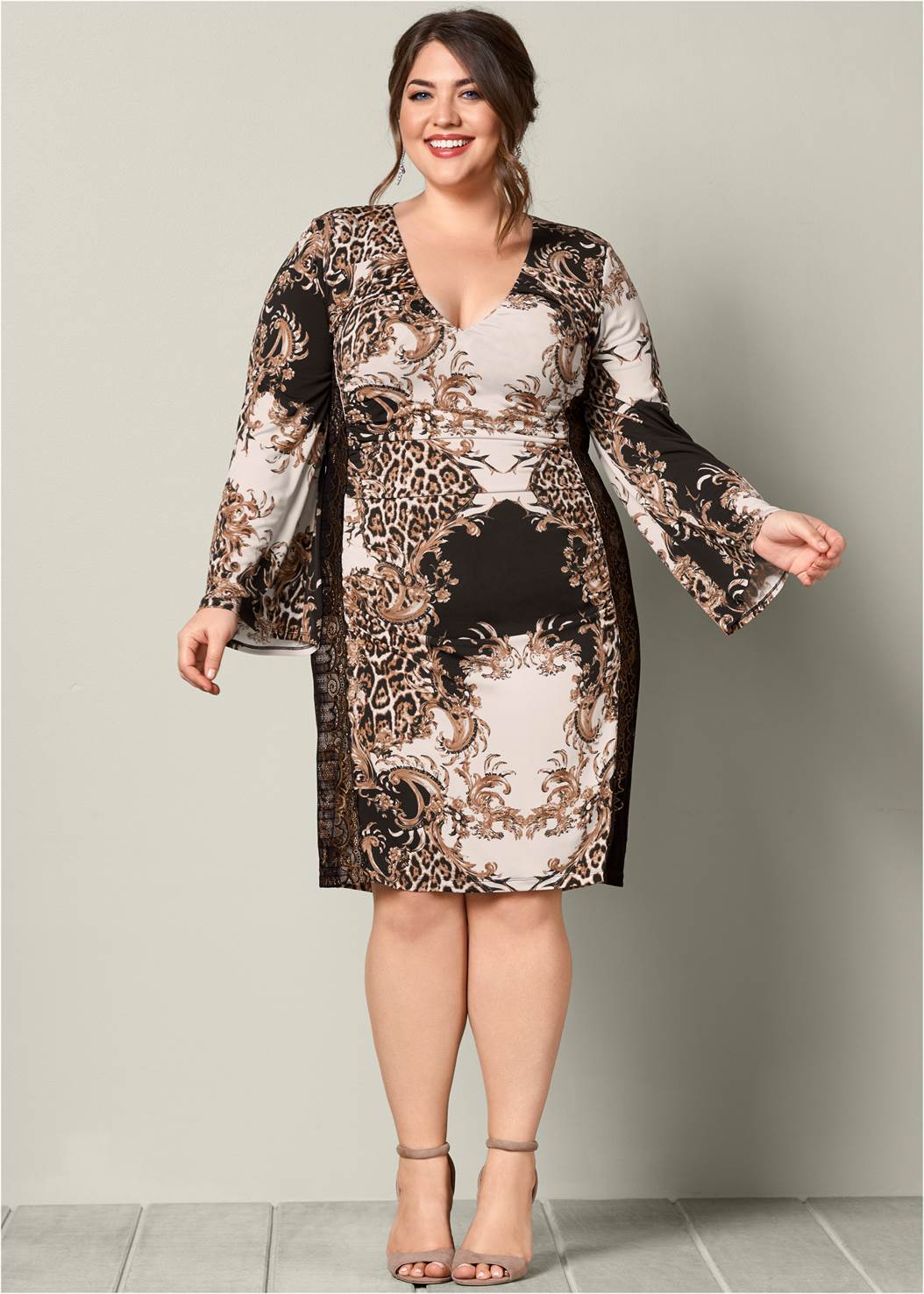 Plus Size Printed Bodycon Dress Venus 7561