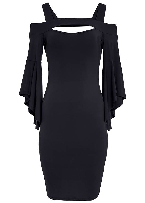 Cold-Shoulder Bodycon Dress in Black | VENUS